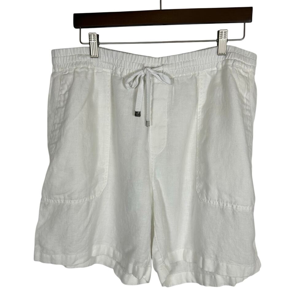 Lauren Ralph Lauren White Linen Shorts Sz‎ 16 Summer Essential Classic